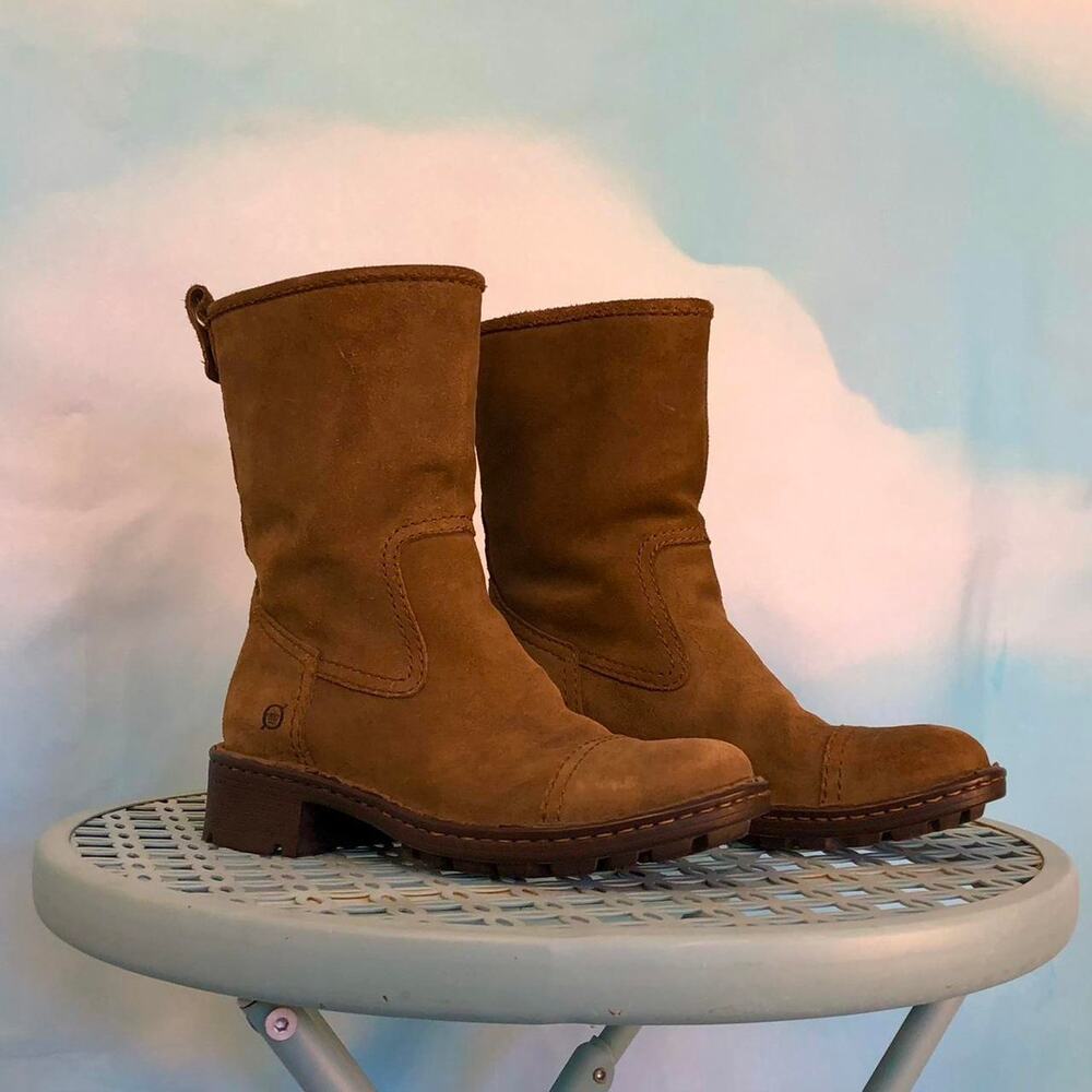 Born tan leather combat stye boots